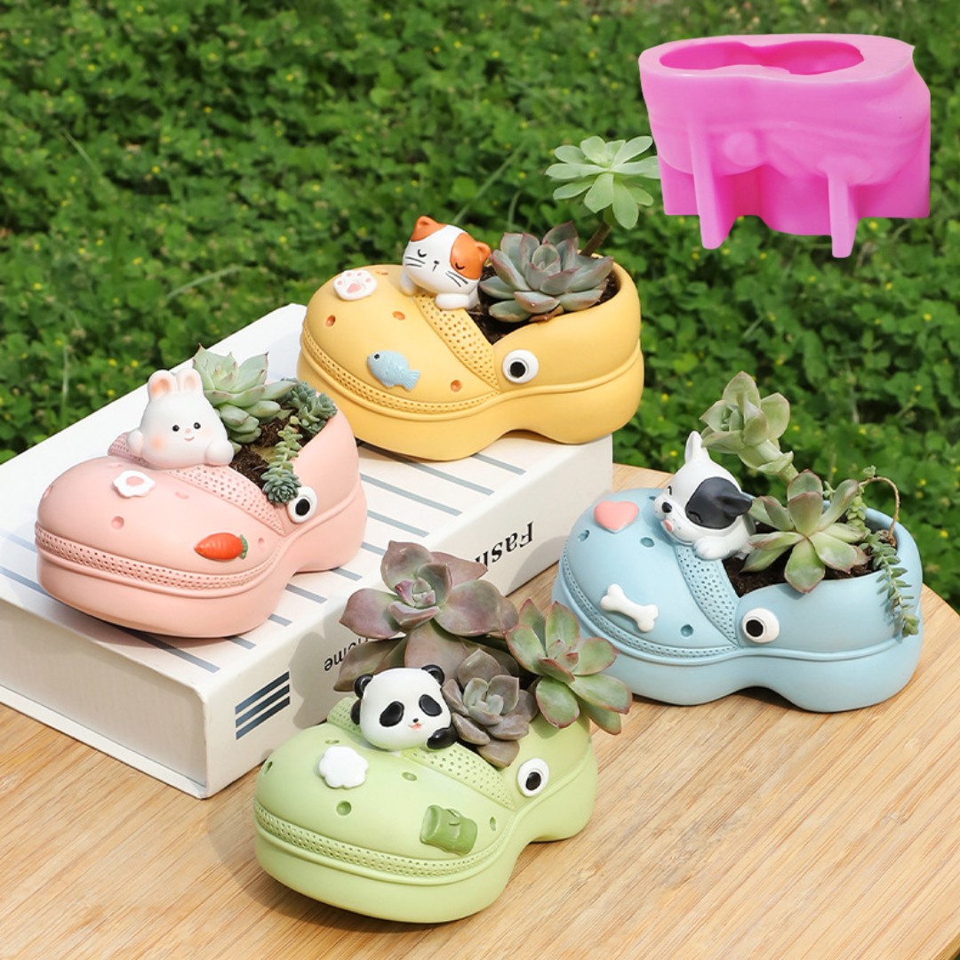 Sandal hewan 3D, Pot bunga tan - Echeveria Succulent ulasan dan harga